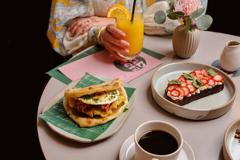 breakfast dishes on a table at a brisbane city cafe